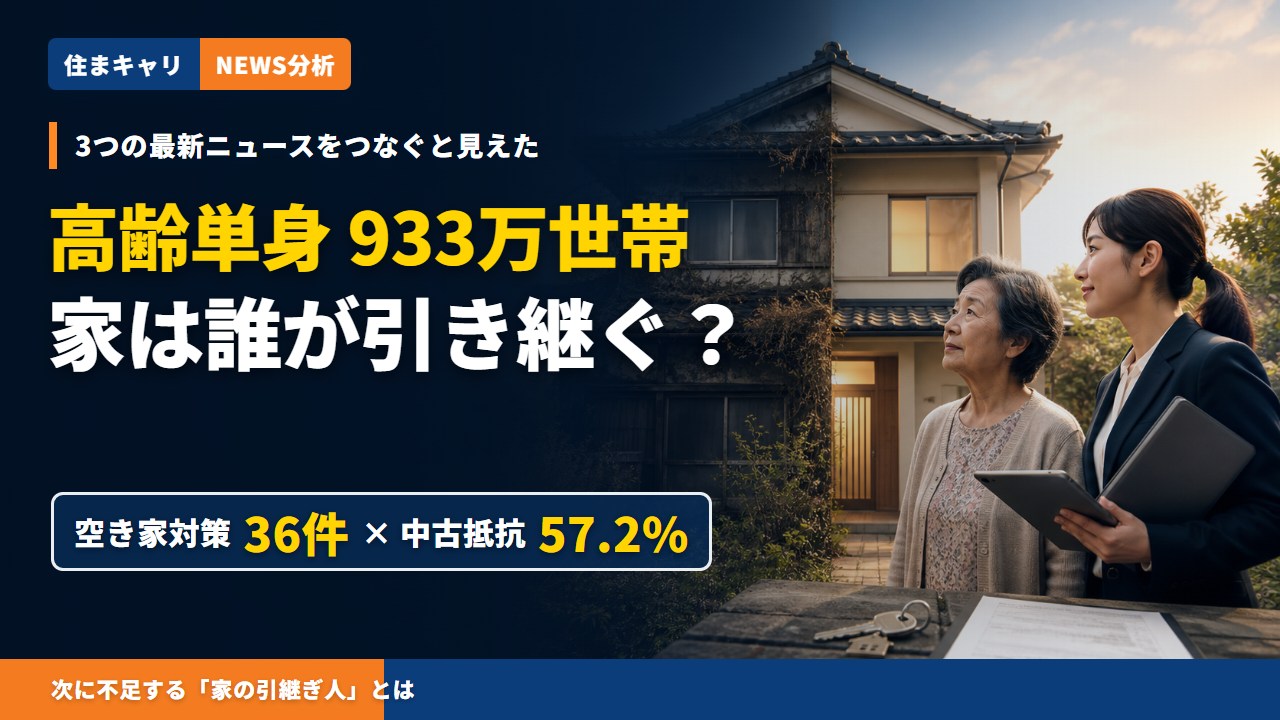 高齢単身933万世帯と空き家問題から家の引継ぎ人を予測する住まキャリのニュース分析