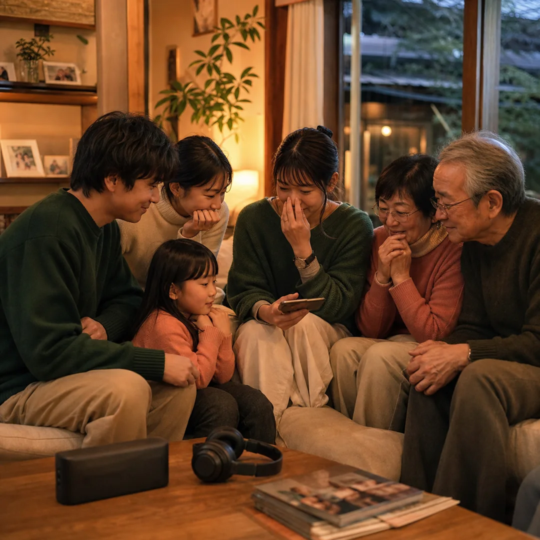 完成した歌を家族で聴き、想いを分かち合う時間